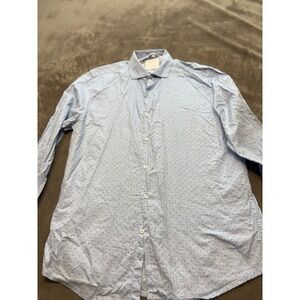 Cactus Man Ricky Singh Mens L Blue Long Sleeve Button Up Dress Shirt‎ Dot